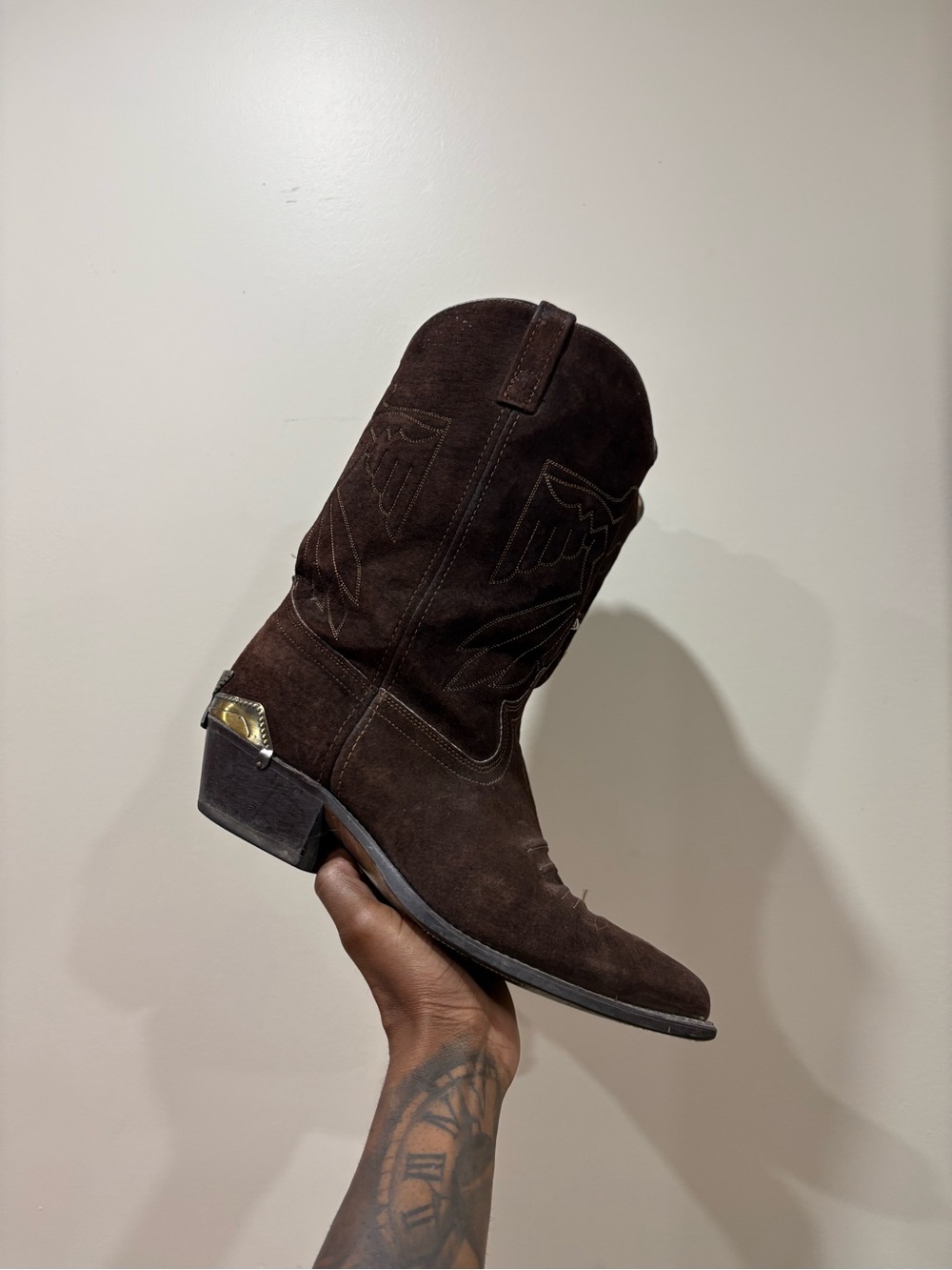 Vintage Suede Cowboy Boots